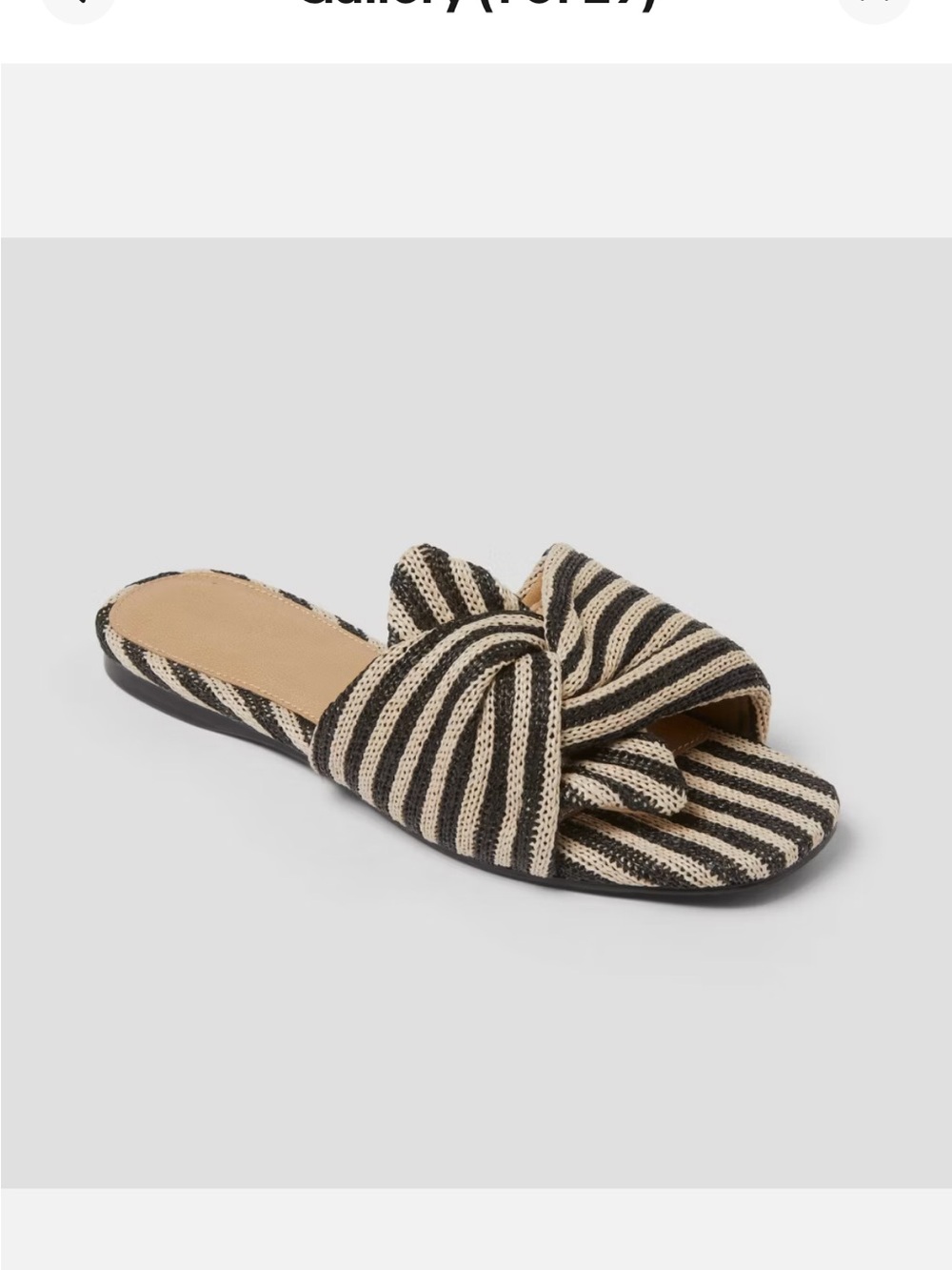 Striped Knot Slide Sandals - Black & Cream
